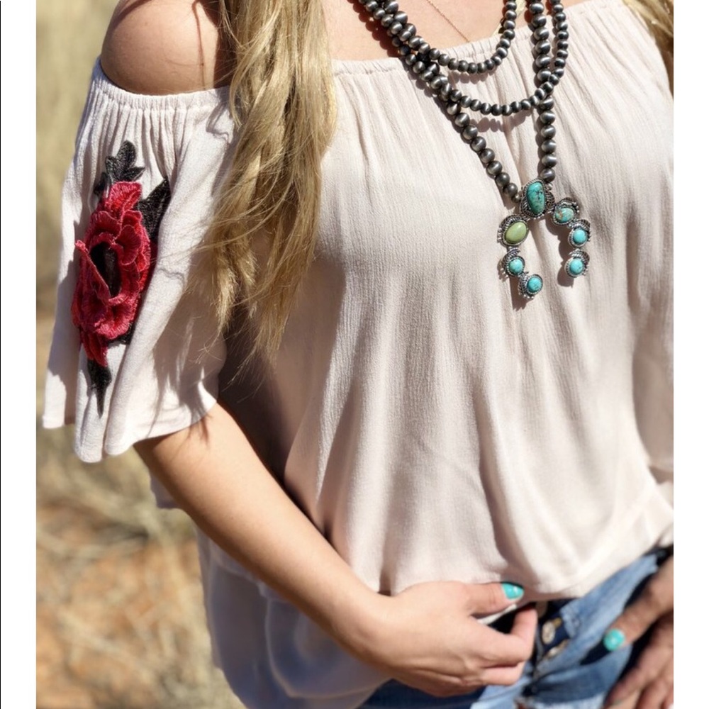 Rose Embellished, off the shoulder top